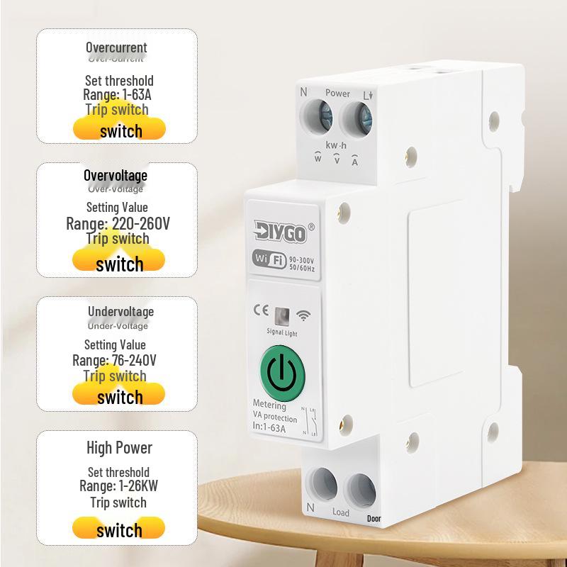 Smart WiFi Circuit Breaker with Voltage Protection and App Control