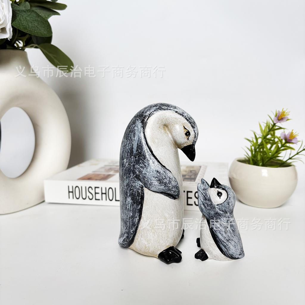 New Mother's Day Home Animal Ornament Gift Cute Parent-Child Penguin Resin Statue Ornament Decoration
