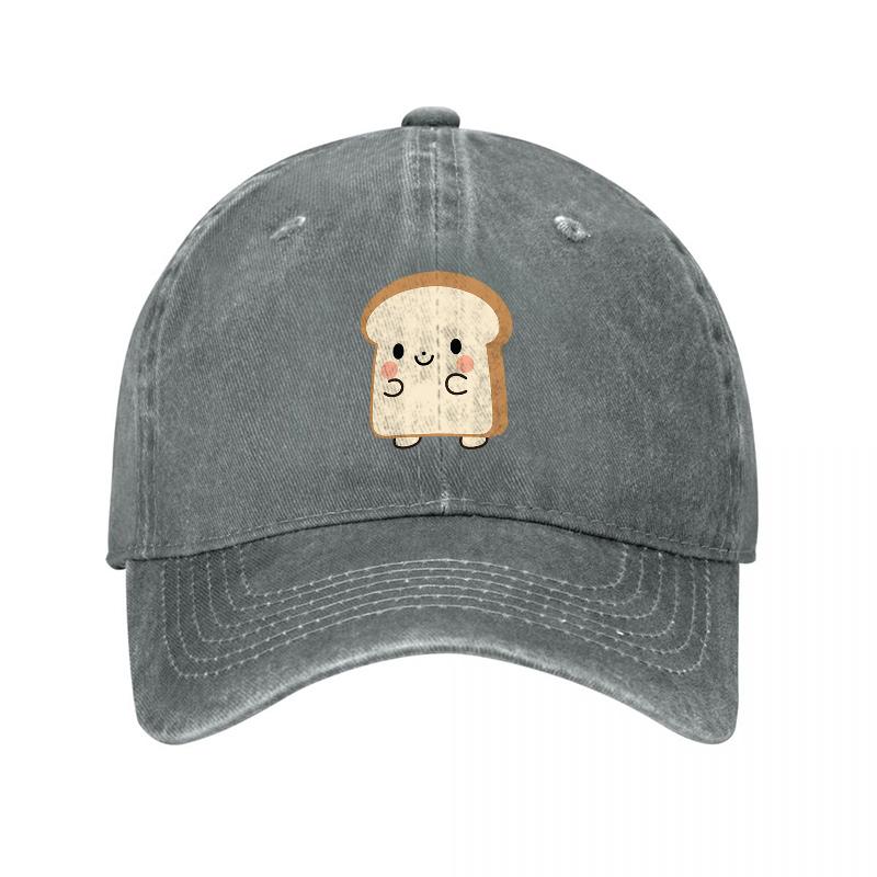 Cute Toast Washed Canvas Baseball Cap Unisex Vintage Soft Casual Hat