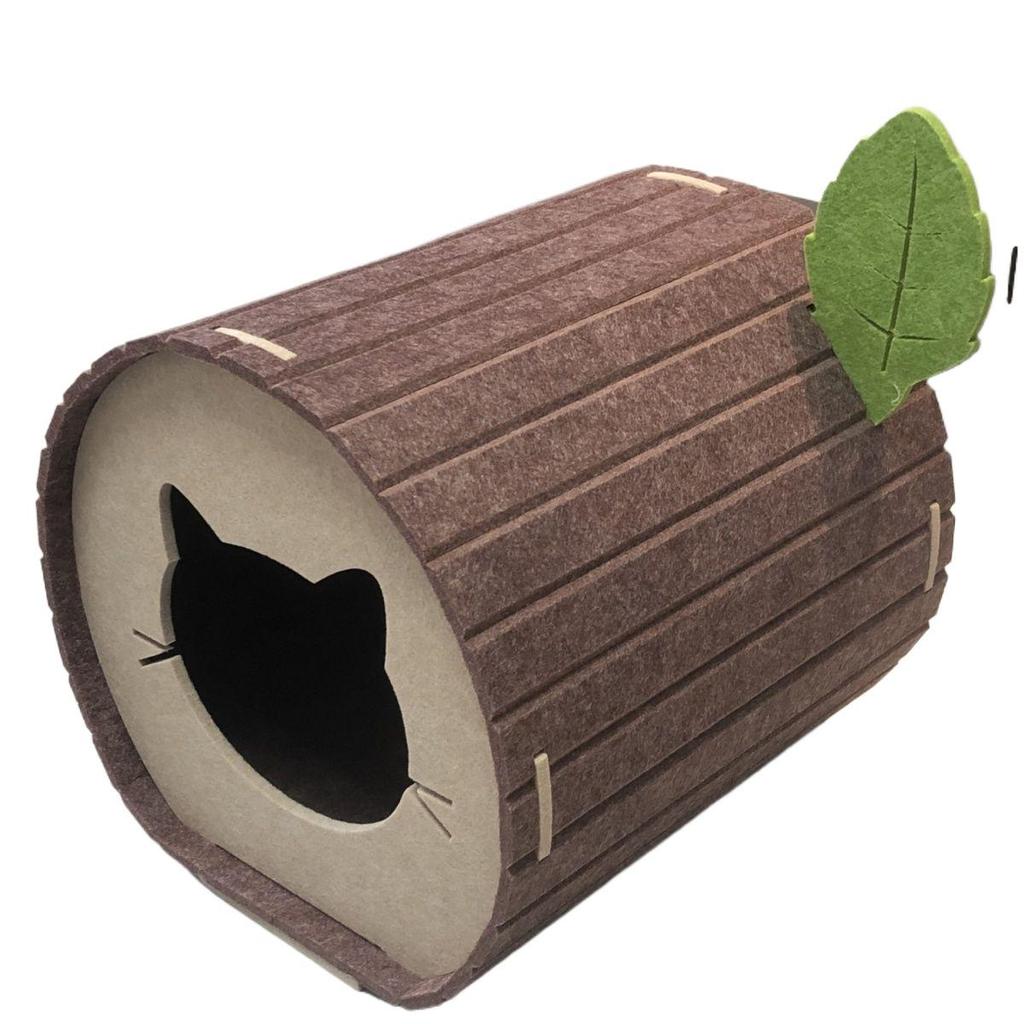 Wear-Resistant Foldable Stump Cat Bed & Claw Tunnel - Non-Stick Hair, Multifunctional Semi-Enclosed Hiding Spot