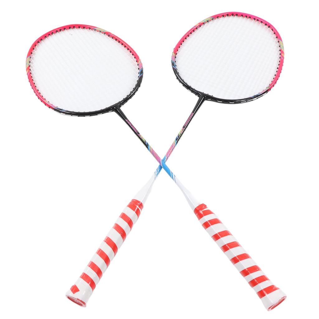 2 Stück Badmintonschläger Rosa Legierungsrahmen Großer Sweetspot Einteiliges Design Doppel-Badmintonschläger mit Aufbewahrungstasche