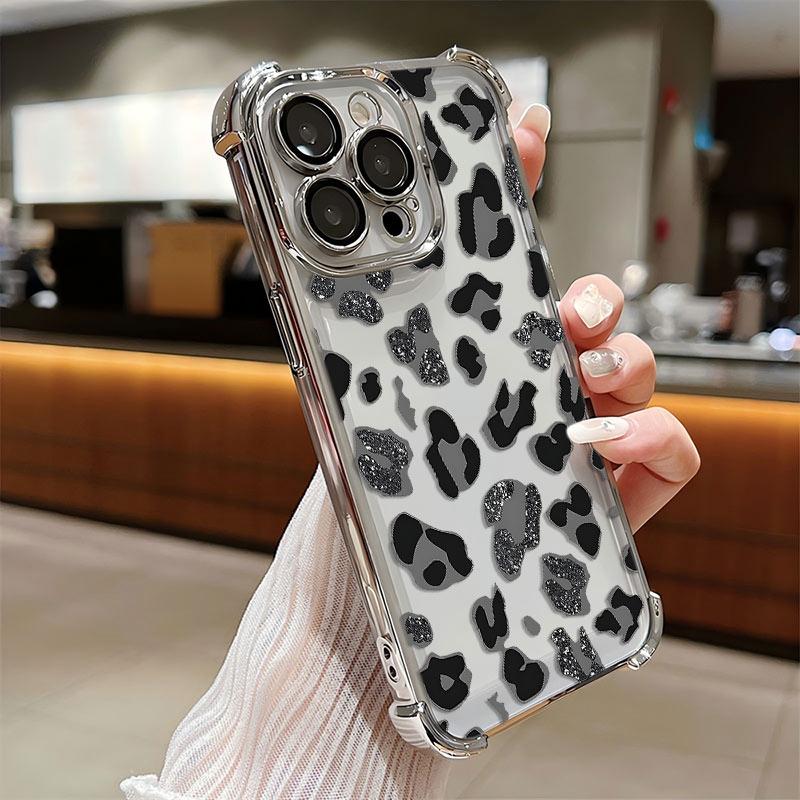 Shiny Colorful Leopard Print Plating Phone Case For Samsung S26 S25 S24 S23 S22 S21 S20 FE Note20 Edge Plus Ultra 4G 5G Airbag