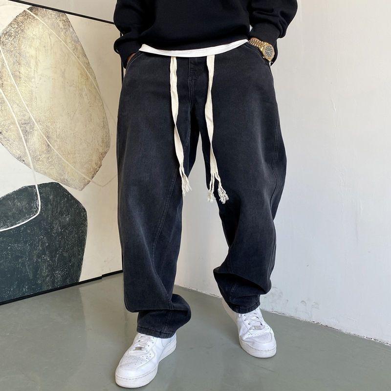 Pánské ležérní retro punkové harémové džíny - Volný střih, Široká nohavice, Design se stahovací šňůrkou