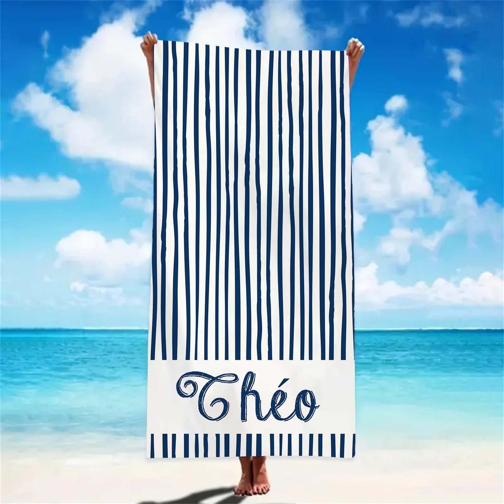 Personalized Girls Beach Towel With Name Custom Beach Towels Striped Pool Towel with Logo Text For Wholesale Beach Accessories
