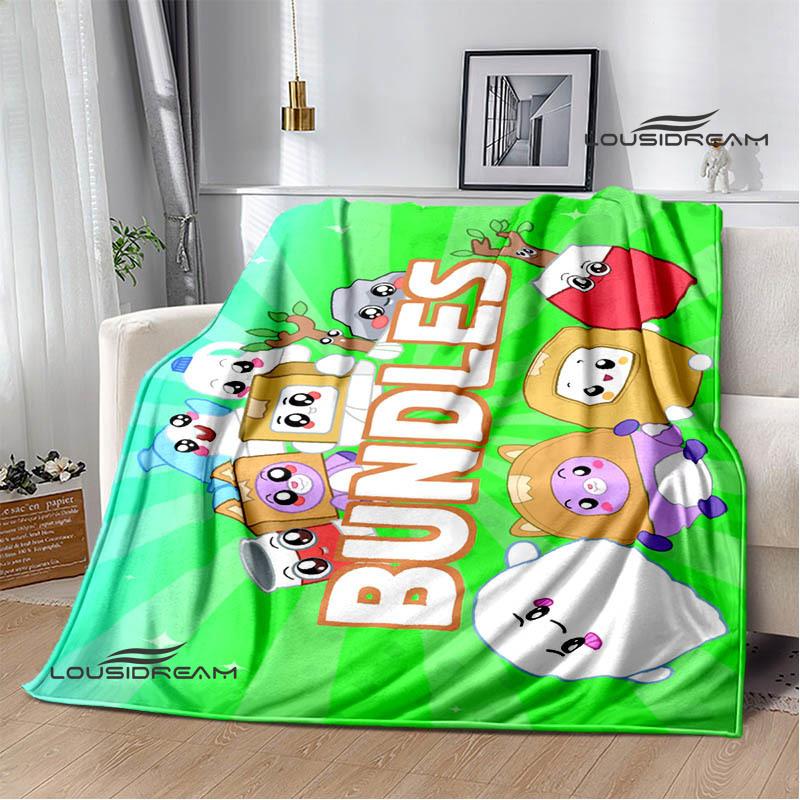 Cute Lankybox Foxy Boxy cartoon Printed blankets Picnic blanket Flannel Warm blanket Travel Blankets bed linings Birthday Gift