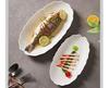 White Porcelain Oval Seafood Plate - High-Temperature Resistant, Ideal for Restaurants and Hotels.