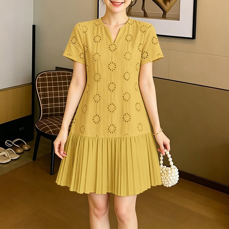 ZANZEA Women Casual V-Neck Short Sleeve Elegant Lace Patchwork Dress