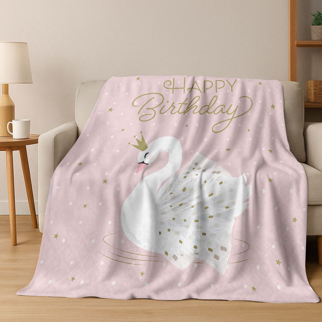 Dream Love Swan Art Cartoon Flannel Blanket,Cozy Soft Throw Blanket for Home Bedroom Bed Sofa Picnic Office Cover Gift Kids