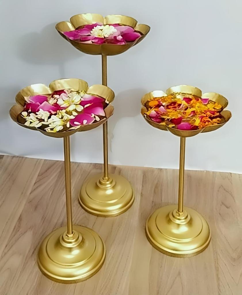 Taj Bowls Set Candle Stands Urli Tealights and Oil Diya | Golden Puja Home Festival Wedding Birthday Indoor Outdoor Anniversary