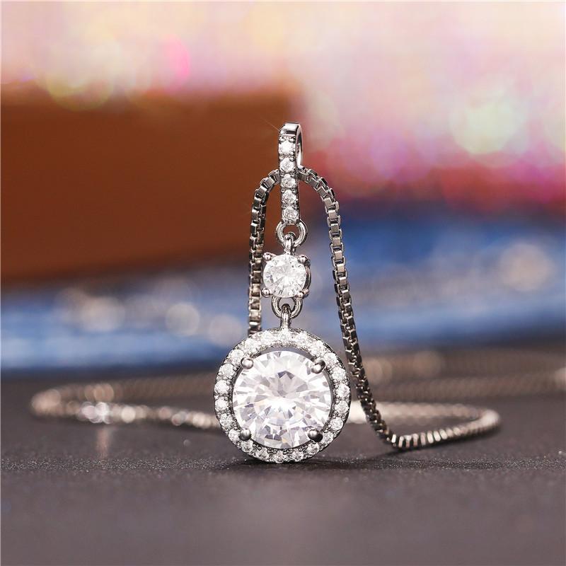 New Brilliant Crystal Cubic Zircon Bridal Wedding Necklace High Quality Silver Plated Fashion Luxury Women Jewelry