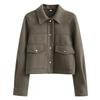 Giacca Bomber Corta da Donna Cappotto Giacche Aviatore Capispalla Corto Lana & Misti Cappotti Autunno Inverno Giacca Tweed