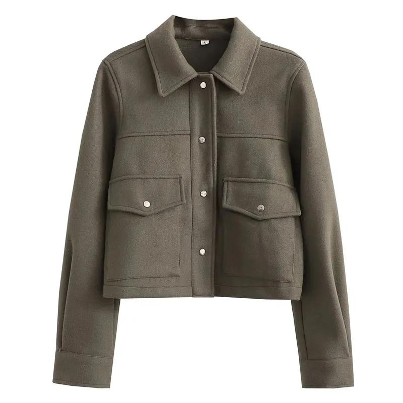 Giacca Bomber Corta da Donna Cappotto Giacche Aviatore Capispalla Corto Lana & Misti Cappotti Autunno Inverno Giacca Tweed