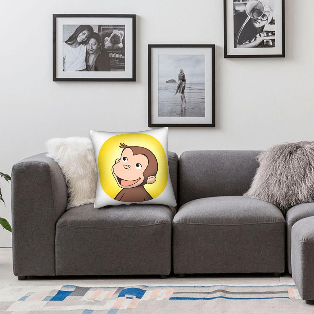 Cartoon Monkey C-Curiouss Georges Pillow Cover Funny Pillow Case For Chair Sofa Home Decor Print Pillowcases Gift