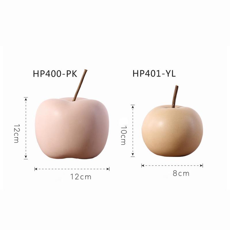 2-piece Ceramic Apple Figurine Home Decor Fruit Centerpiece Colorful Apple Pomme Ornaments Sweet Gift for Wedding