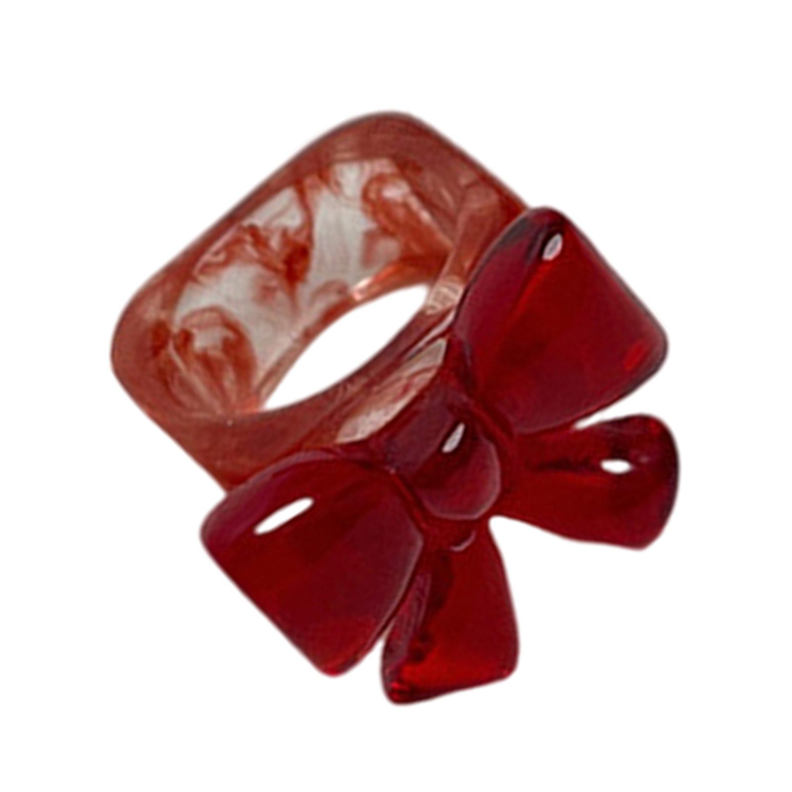 

Привлекательные кольца из смолы с бантиком, ручные украшения, кольца на пальцы, подходящие для дополнения повседневных и праздничных нарядов красный