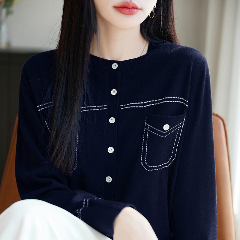 Women's Lightweight 50% Wool 50% Mulberry Silk Cardigan - 4-Season Versatile Knitwear for All-Year Comfort & Style