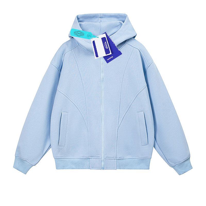 Wassup American-Style Deconstructed Heavyweight Cardigan Sweatshirt for Men, New Loose Casual Couple Hooded Jacket for Autumn and Winter