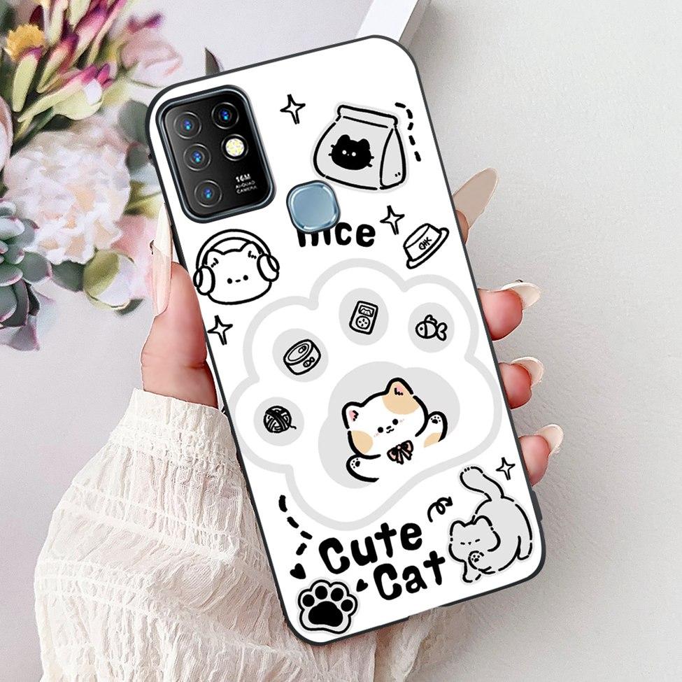 For Infinix Hot 10 Case Silicone Cute Cat Fashion Flowers Luxury Painted Back Cover For Inifnix Hot 10 Phone Case X682B X682C