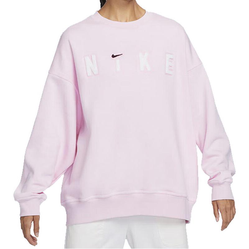 Nike As W Nsw Cozy Flc Os Crew Neck Ležérní Volná Americká Retro Mikina Dámská mikina Růžová FV4012-663