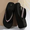 Fashion Fashion Rhinestone Wedge Flip Flops Women 2025 Summer Comfort Non Slip Beach Slippers Women EVA Sole Lightweight Wedge Sandals