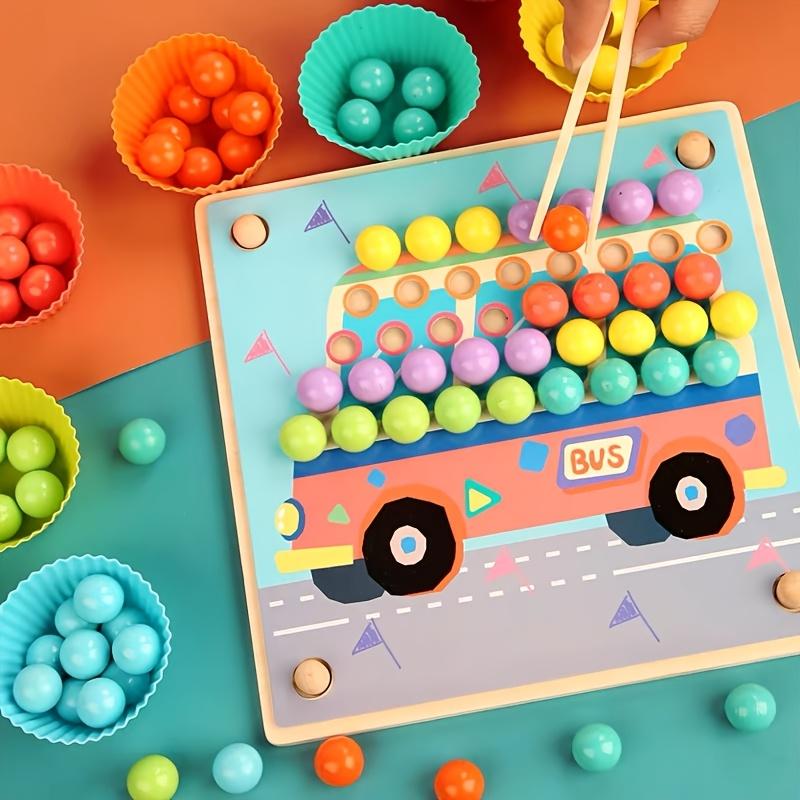 Educational Wooden Bean Counting Game Set Colorful Bead Finger Training, Counting Practice, and Math Skills Development, Counting Game