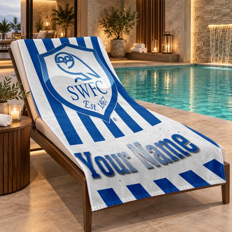 Custom Name Sheffield Wednesday Beach Towel Personalized Text Soft Towel Swimming Travel Bath Gift