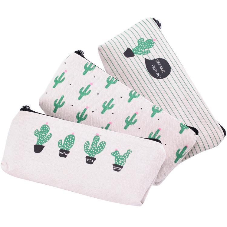 Cactus Canvas Pencil Bag: Fresh & Simple Unisex Design