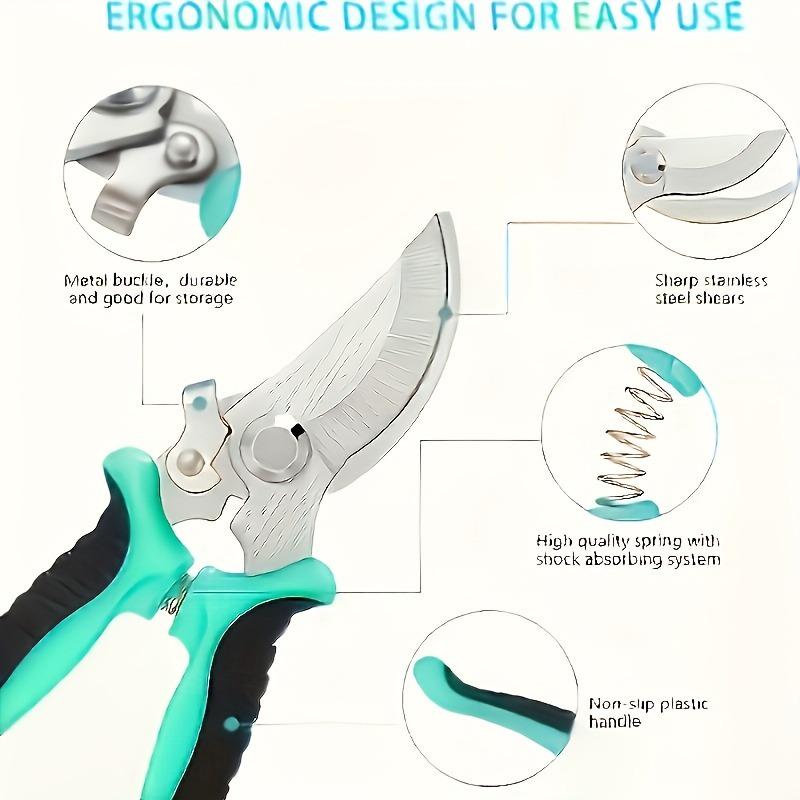 1PC Easy-Cut Garden Shears with Spring Action, Comfort Grip & Precision Sharp Blades for Effortless Branch Trimming