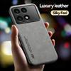 Luxury PU Leather Case For Xiaomi Poco X6 Pro Cover Magnetic Car Holder Silicone Protection Phone Case For Poco X5 X4 Pro 5G
