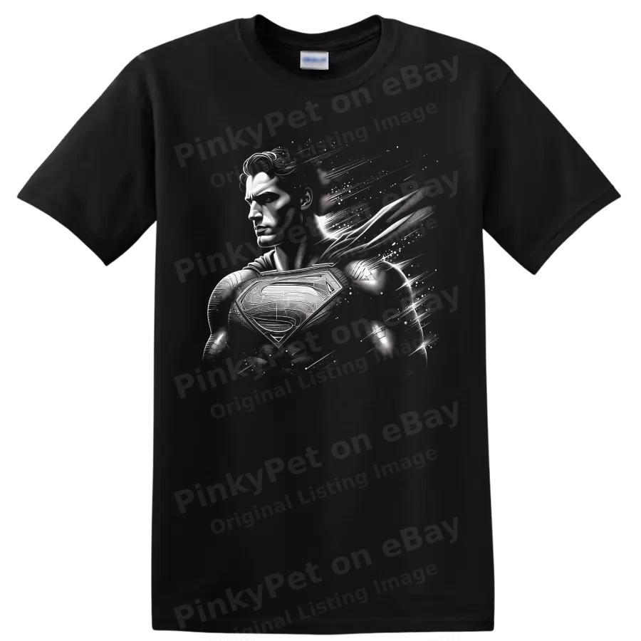 Superman T Shirt Abstract Hero Portrait Graphic Comic Art Gift Tee Monochrome