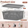 8Pcs Plastic Storage Basket Stackable Desktop Storage Organizer Bin with Handle and Lid Hollowed Out Side Woven Organizer Basket