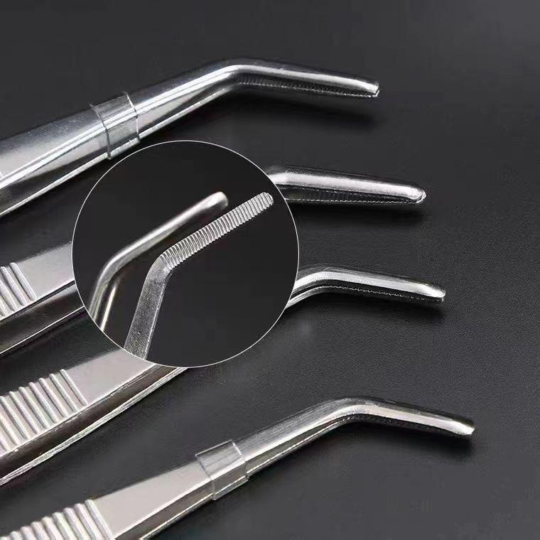 Stainless Steel Straight & Elbow Tweezers for Aquatic Plants, Insects, and Meat Handling