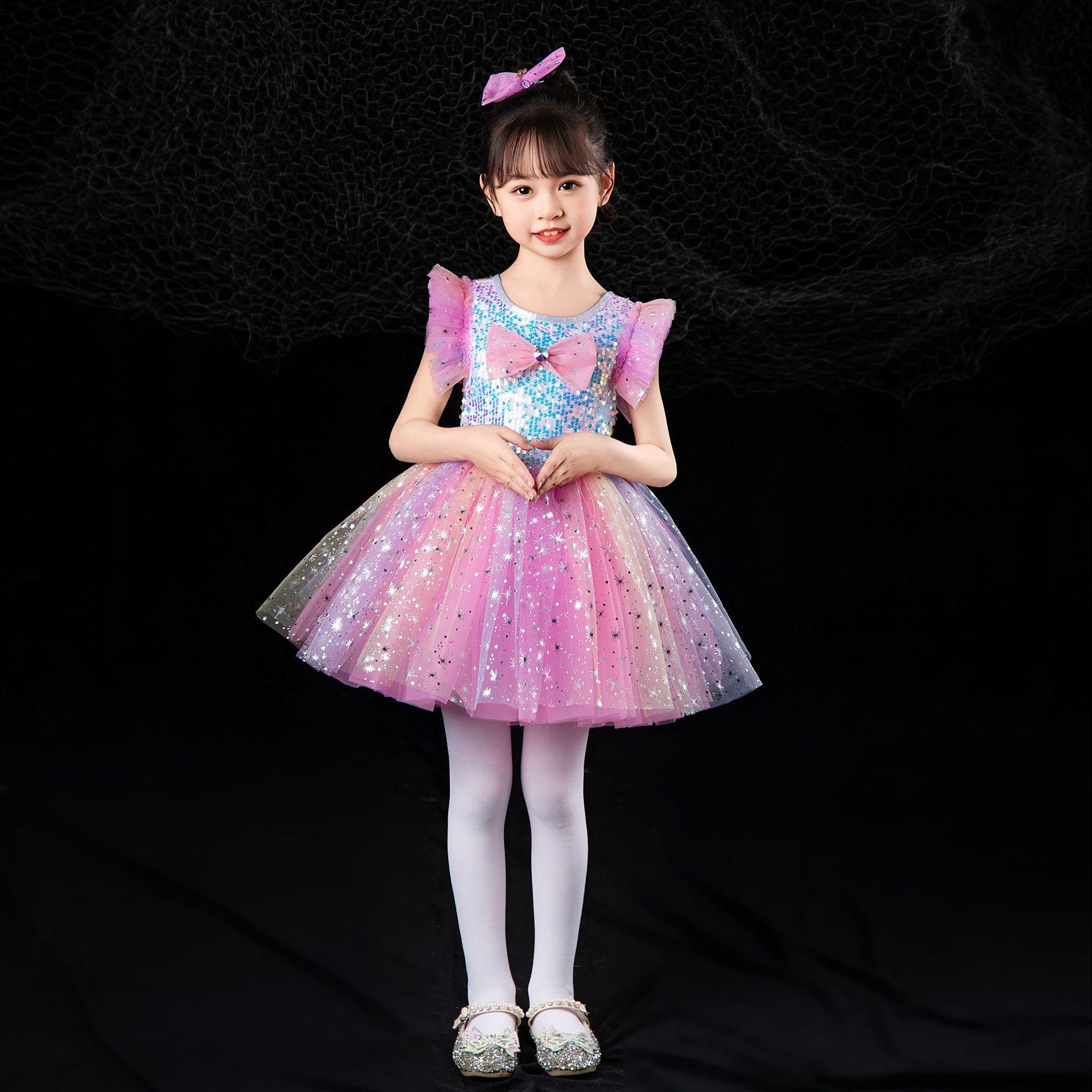 

Children s Costumes, Girls, Princesses, Fluffy Dresses, Evening Dresses, Sequined Gauze Skirts, Dance Costumes, Suits 100 рожевий