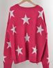 Autumn and Winter Pullover Temperament Commuter Elegant Round Neck Large Size Five-pointed Star Knitted Sweater Comfortable Women's Clothing