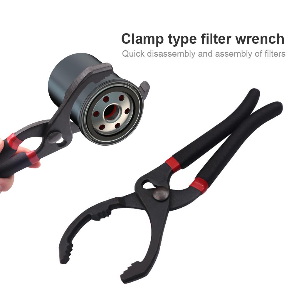 10/12 Inch Car Adjustable Oil Filter Wrench Oil Filter Pliers Clamp Type Wrench Oil Filter Remove Disassembly Tool for Truck Car
