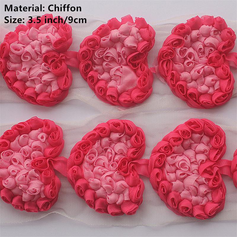 20 Stück Große Chiffon-Rosen-Herz-Aufnäher für DIY Baby Mädchen Kleidung Kleid Strampler Hemden Nähdekorationen Haarschleifen-Zubehör
