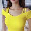 Pure Desire Hot Girls Sexy Off-shoulder Short-sleeved T-shirt Women's Summer New Slim and Thin Suspender Bottoming Shirt Top Tide