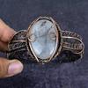 Black Rutile Gemstone Copper Wire Wrap Cuff Bangle Adjustable