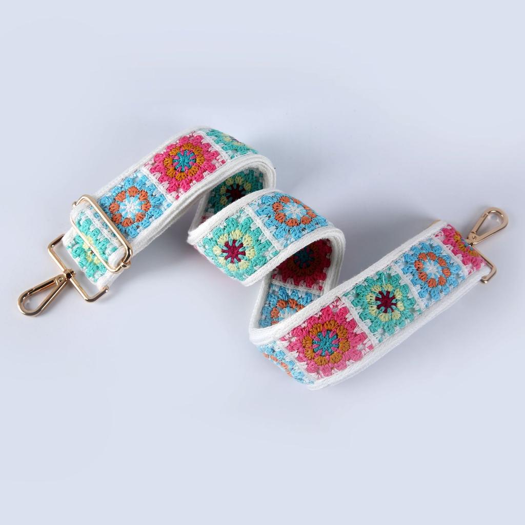 New Versatile Women's Bag Strap Bohemian Embroidered Webbing Crossbody Strap Adjustable Length Single Shoulder Strap Accessories