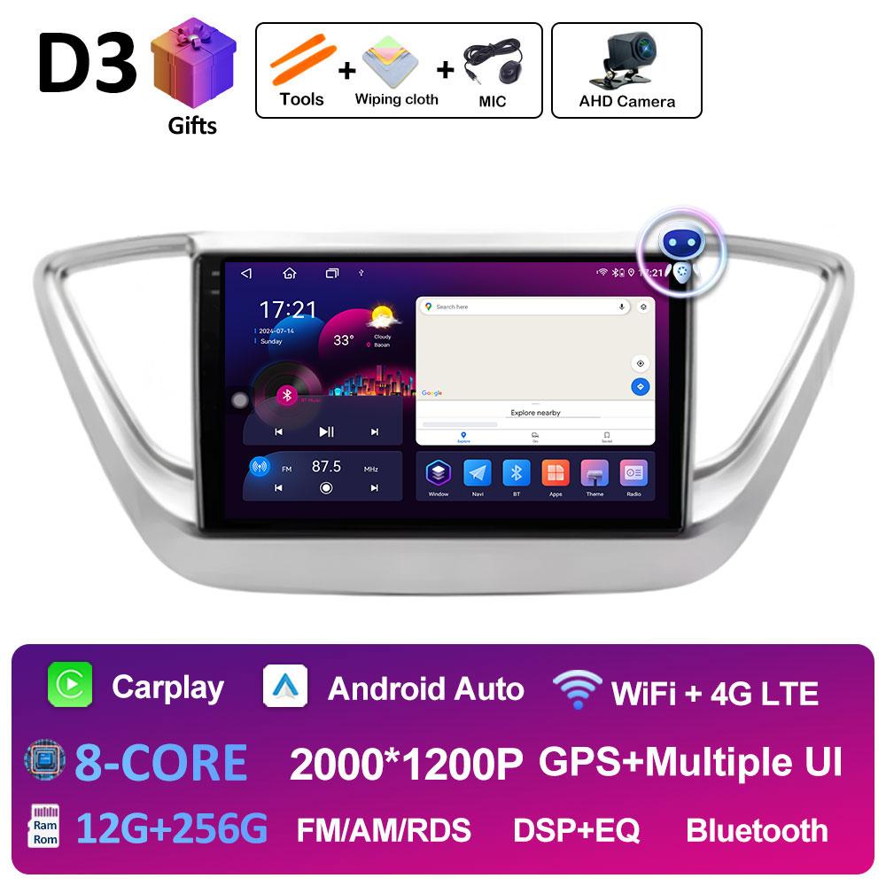 For Hyundai Solaris 2 Verna Accent 2017 2018 2019 2020 DSP Stereo Autoradio 9 inch Wireless Carplay Cooling fan WIFI Accessories