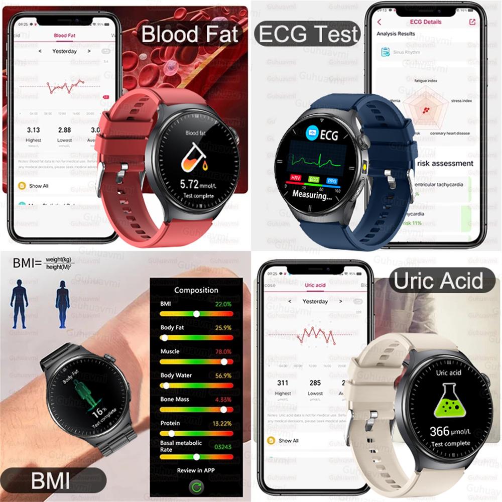 2026New Health Diagnosis Smart Watches Men Sport ECG Heart Rate Blood Pressure Uric acid Waterproof Smartwatches For Men women