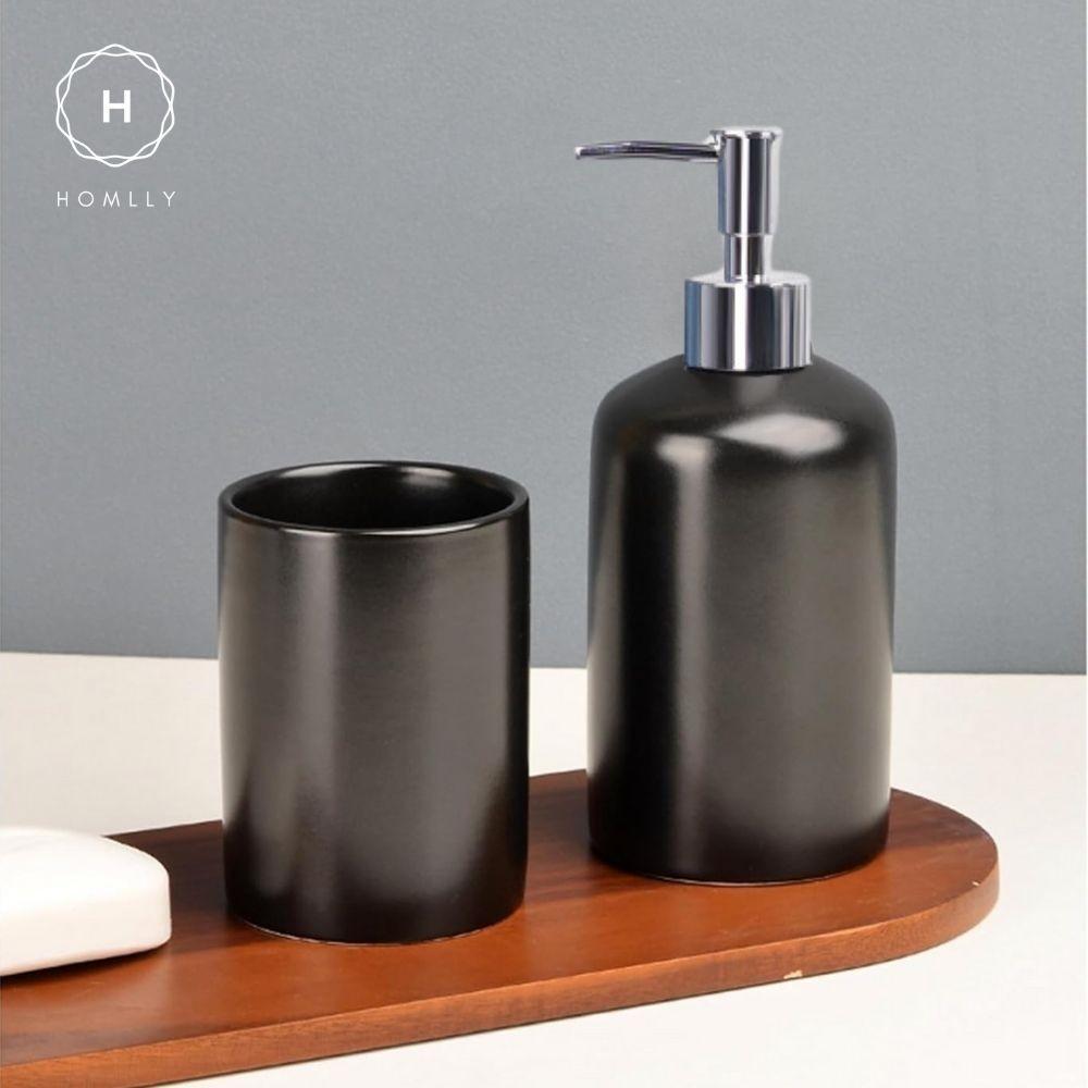 Homlly 5 pieces Bathroom Vanity Soap Dispenser Ceramic Set