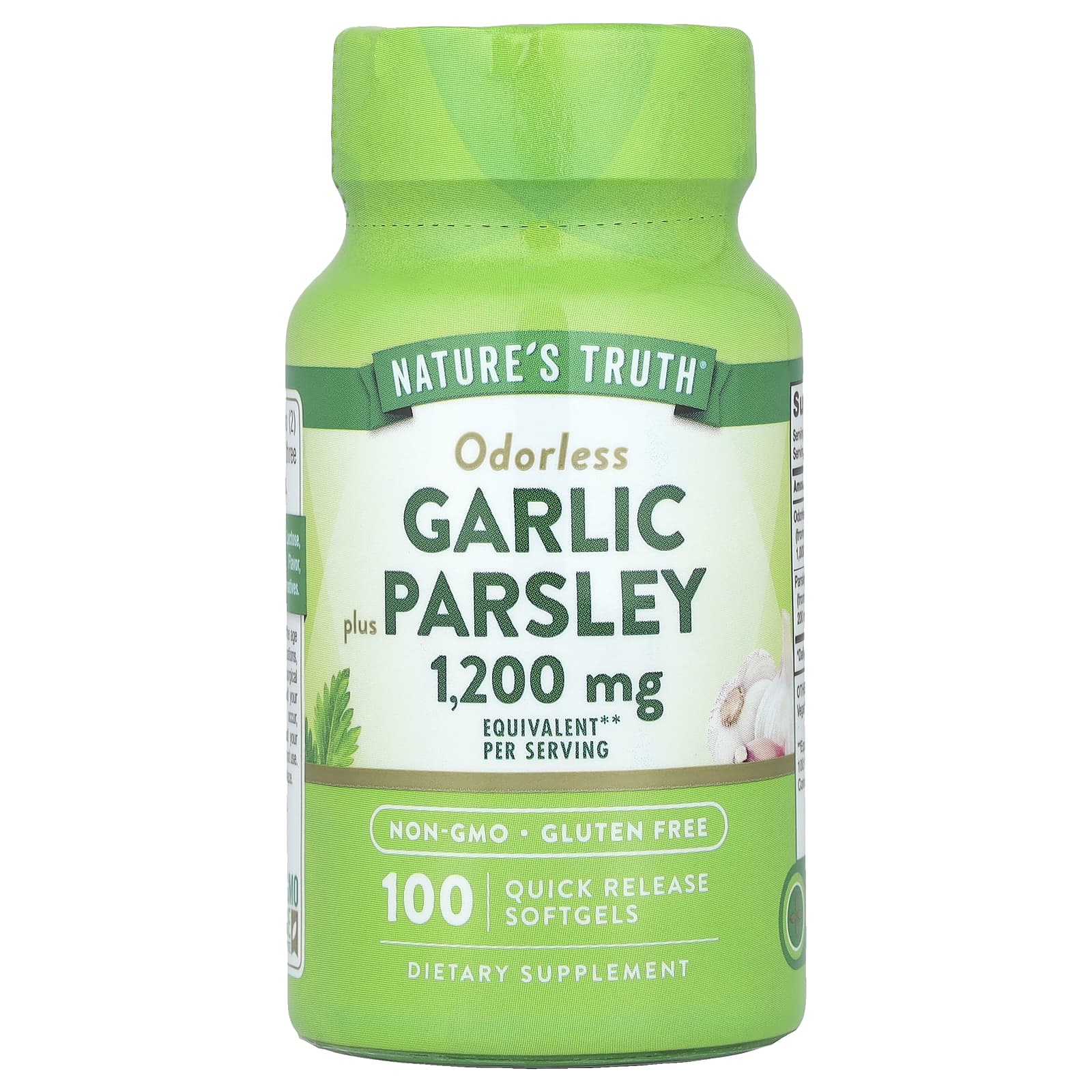 

Nature S Truth, Unscented Garlic Plus Parsley, 100 Softgels