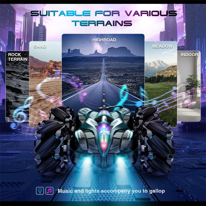 Gesture-Control F1 Spray-Drift Racer, 2.4Ghz Remote Control Stunt Car, Music-Synced Led Stunt Car Toy For Kids