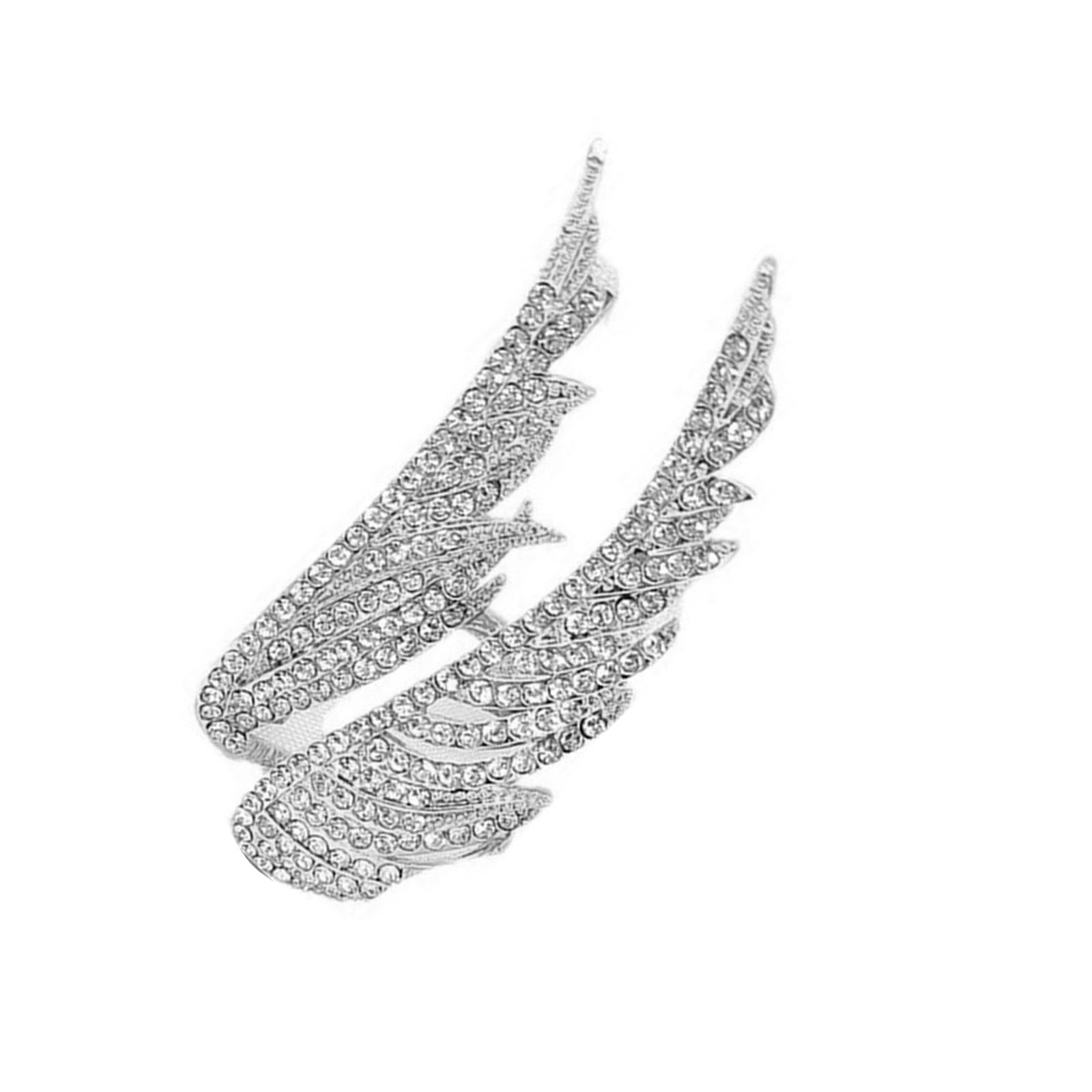 

Full Crystals Feather Wing Brooch Vintage Designs Zinc Alloy Jewelry for Women Party Wedding Daily Accessories серебряный