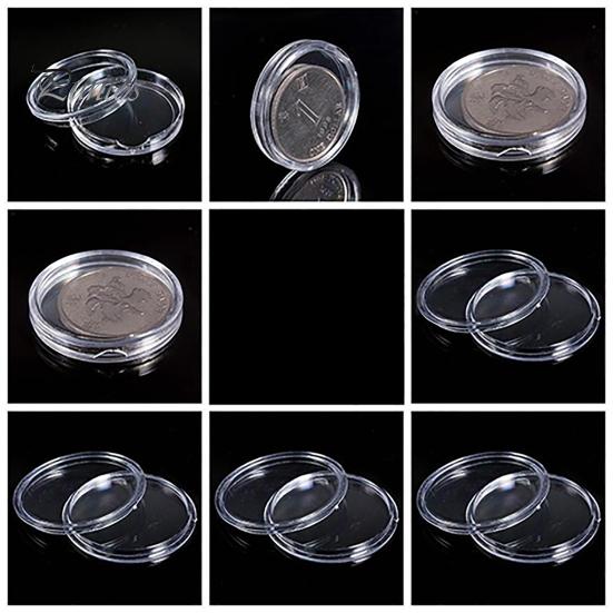 Coin Protector 10Pcs Clear Transparent Plastic Round Display Case Capsule Collecting Storage Box Holder