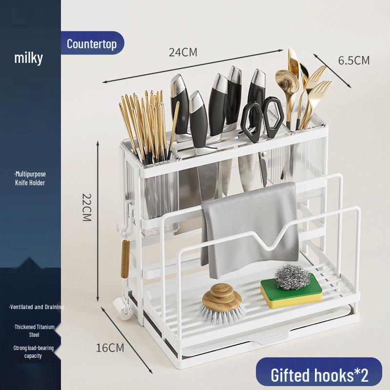 Wall-Mounted Kitchen Knife & Utensil Holder: Multifunctional Stainless Steel Rack for Pot Lids, Chopsticks, and Cutting Boards.