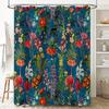 Floral Shower Curtain Botanical Nature Plants Bathroom Decor Waterproof Fabric Vintage Blue Green Backdrop Artistic Home Texti