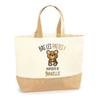 Tote Bag - PLANETEE - Anaelle Down with the Paws Bear - Printed Jute In France - Large Capacity - Sturdy Handles