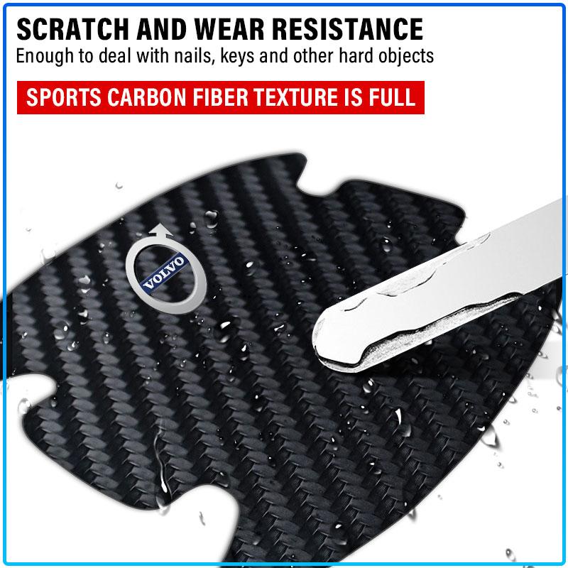 4Pc/Set Car Door Handle Sticker Carbon Fiber Scratches Resistant For Volvo 240 C70 S40 S50 S60 S70 S80 S90 V40 V50 V60 V90 XC40 XC60 XC90 Vnl Truck